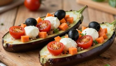 Melanzane ripiene mediterranee: come trasformare un semplice ortaggio in un piatto completo con carote, olive e mozzarella fusa