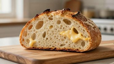Pane al formaggio senza impasto: 15 minuti di preparazione per una mollica alveolata in stile artigianale