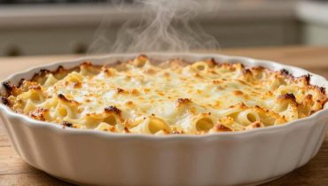 Gratin di pasta con pollo e funghi: la ricetta cremosa che trasforma i vostri avanzi in un piatto confortante