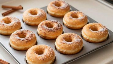 Donut soffici alla cannella cotti al forno: pronti in 45 minuti senza friggitrice né sbattitore elettrico
