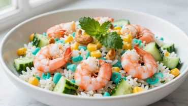 Insalata di riso cocco-gamberetti: 25 minuti per un piatto esotico completo senza cottura