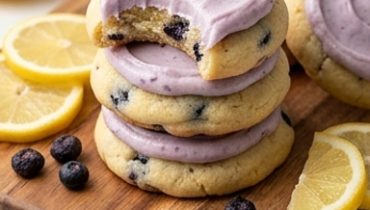 Cookie Morbidi al Limone e Glassa al Mirtillo Senza Coloranti