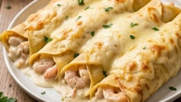 Crêpe ripiene ai frutti di mare cremosi