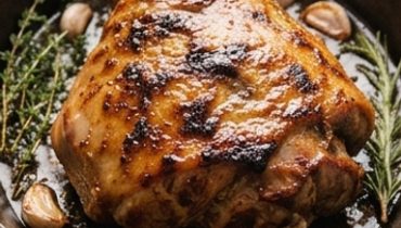 Spalla d’agnello confit al forno con aglio, miele e senape