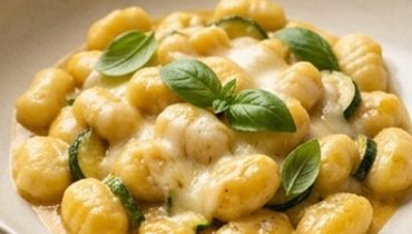Gnocchi alla Nerano con zucchine e formaggio fuso