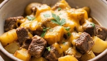 Stufato di Manzo, Patate e Cheddar Fuso nella Slow Cooker