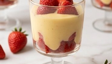 Verrine con crema pasticcera senza uova e fragole fresche