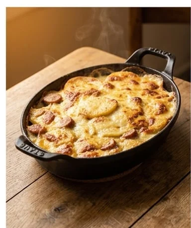 gratin-au-maroilles-et-saucisses-fumees-cover gratin-au-maroilles-et-saucisses-fumees cover