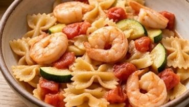 Pasta con Gamberi e Zucchine in Salsa di Pomodoro Fresca