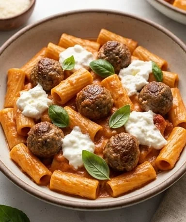 rigatoni-cremeux-aux-boulettes-et-burrata-cover rigatoni-cremeux-aux-boulettes-et-burrata cover