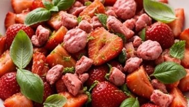 Macedonia di fragole alle praline rosa