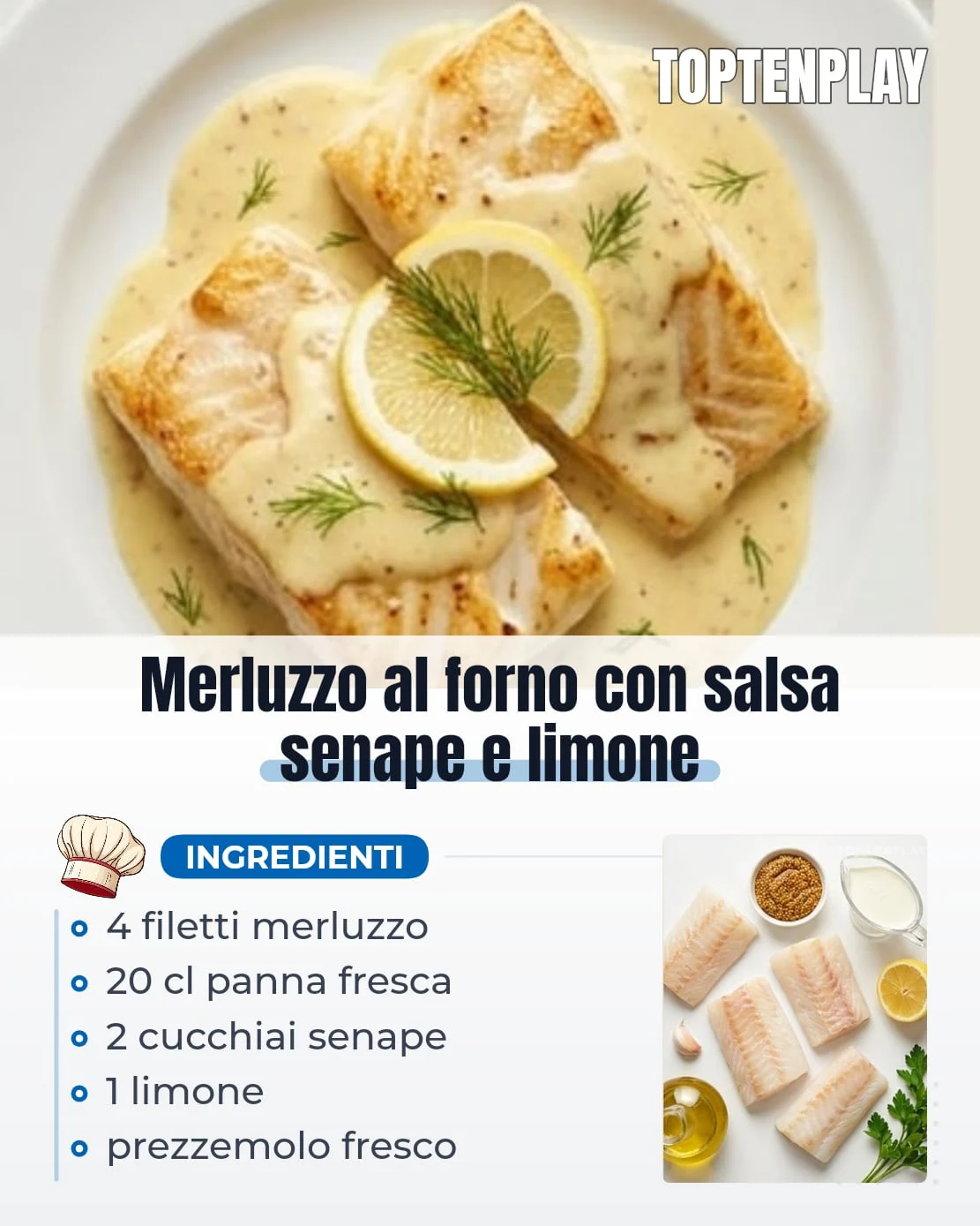 Merluzzo al forno con salsa senape e limone