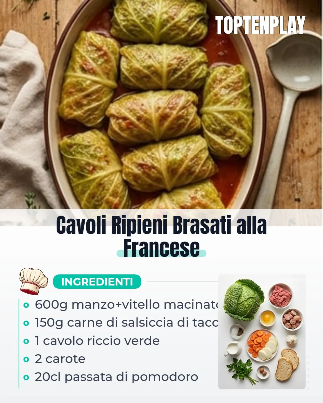 Cavoli Ripieni Brasati alla Francese