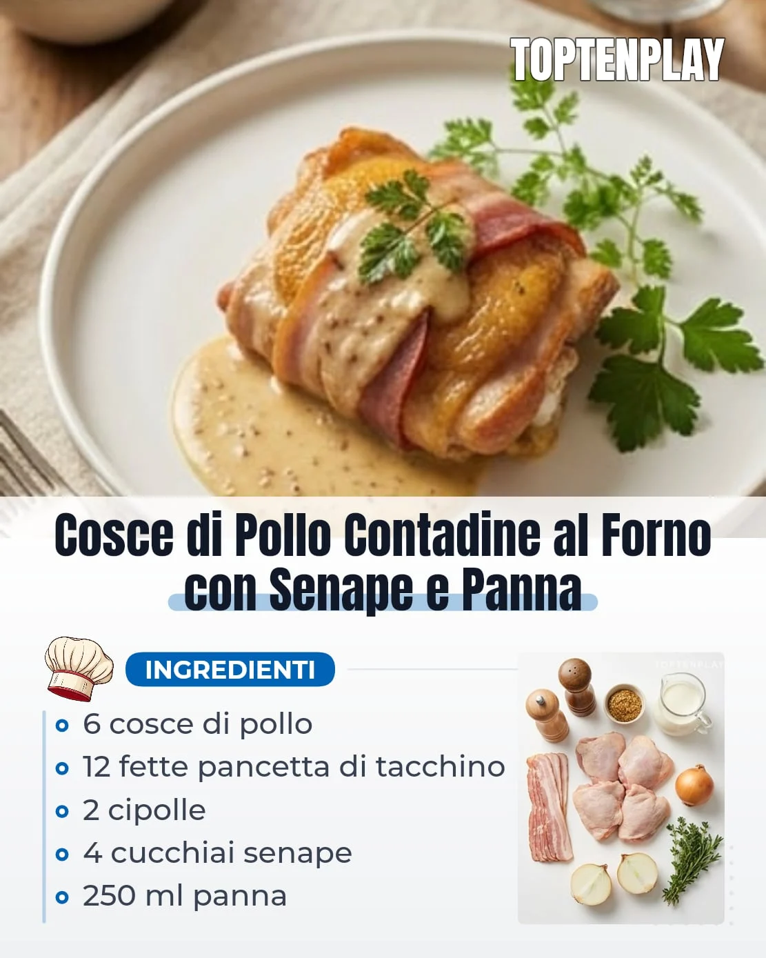 Cosce di Pollo Contadine al Forno con Senape e Panna