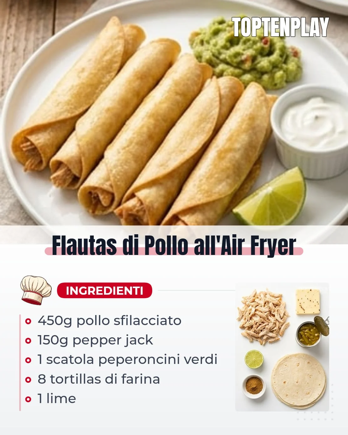 Flautas di Pollo all’Air Fryer