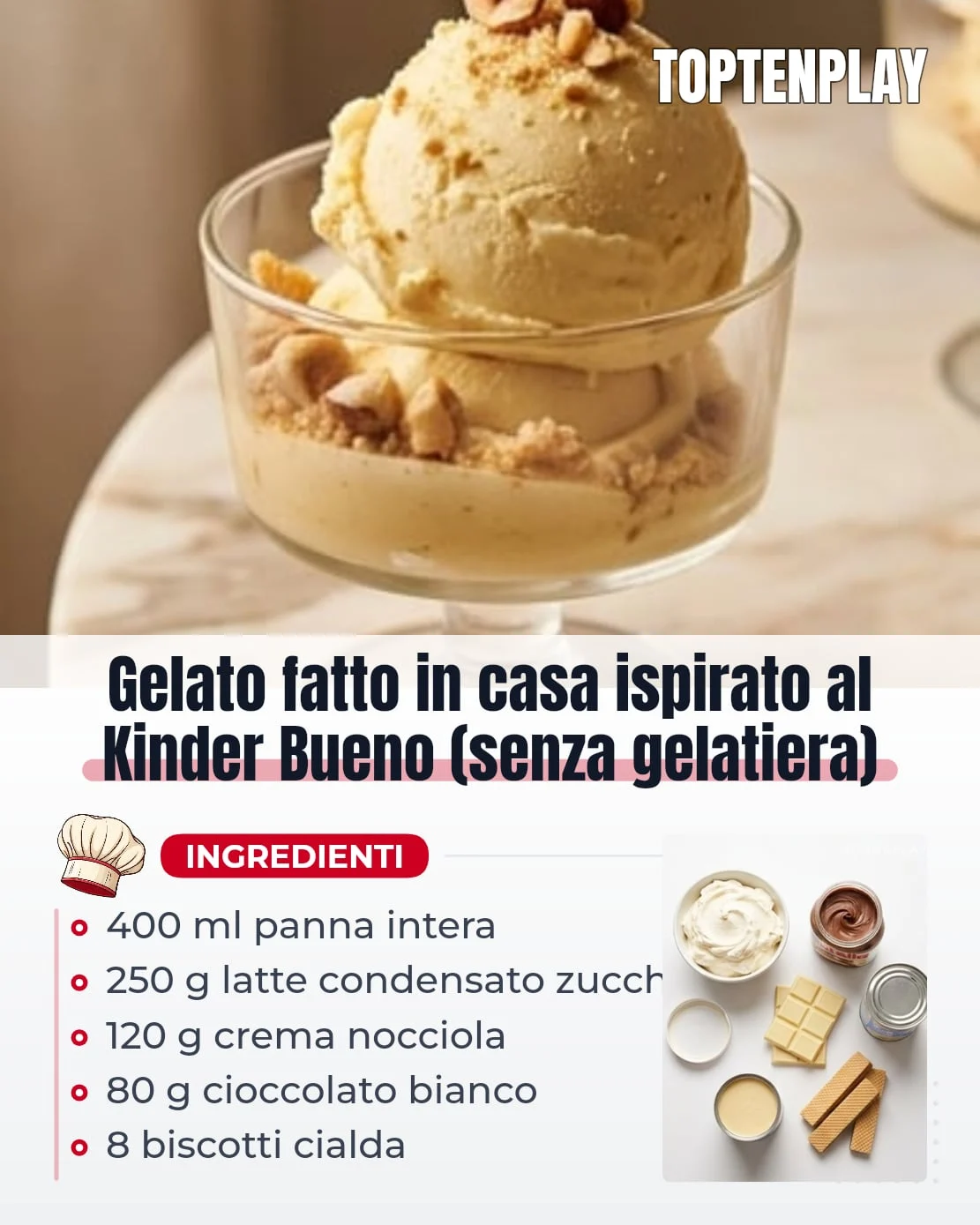 Gelato fatto in casa ispirato al Kinder Bueno (senza gelatiera)