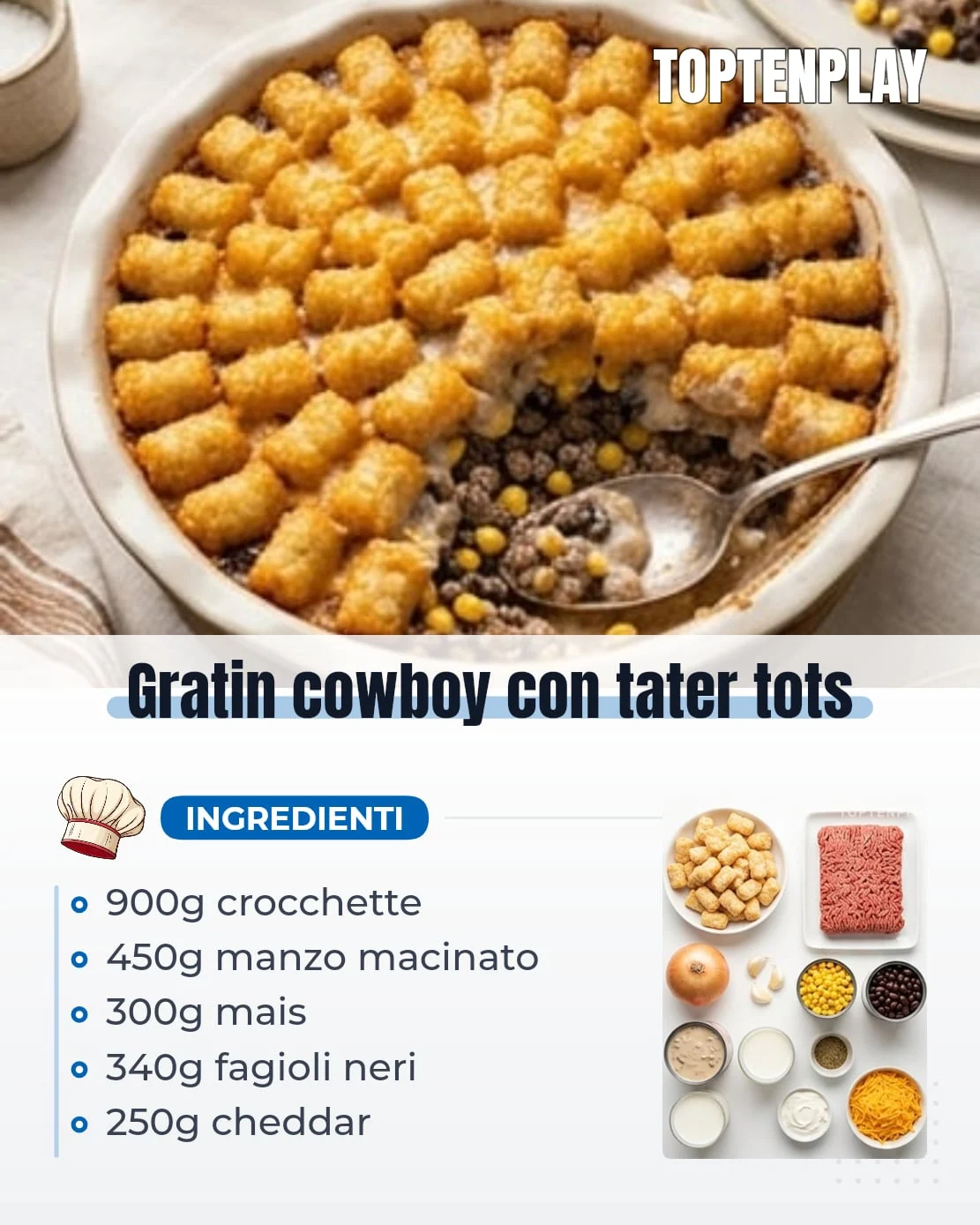 Gratin cowboy con tater tots