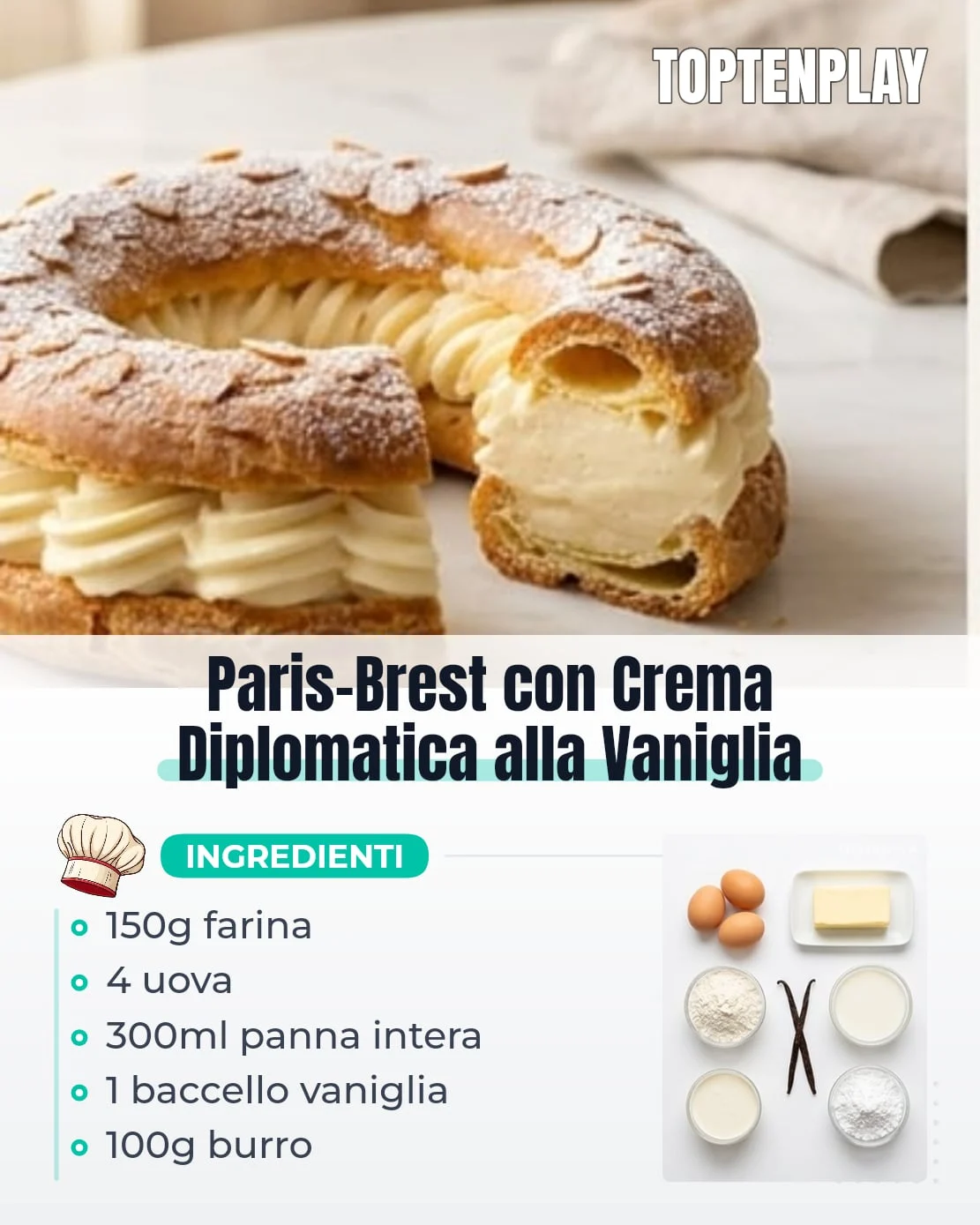 Paris-Brest con Crema Diplomatica alla Vaniglia