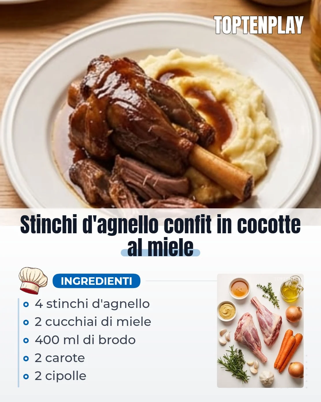 Stinchi d’agnello confit in cocotte al miele