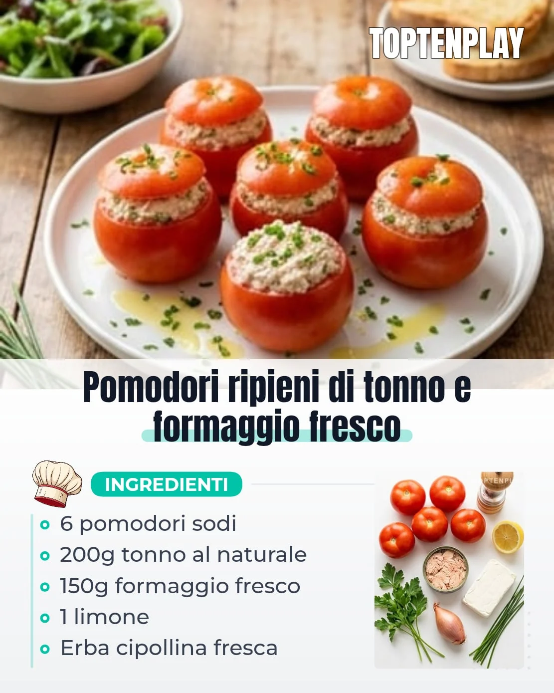 Pomodori ripieni di tonno e formaggio fresco